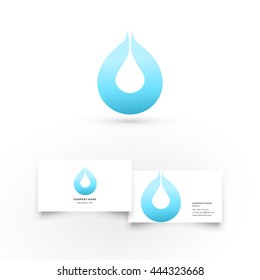 Modern icon design logo element with business card template. Best for identity and logotypes. Water drop.
