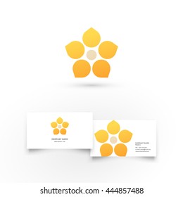 Modern icon design logo element with business card template. Best for identity and logotypes. Flower.
