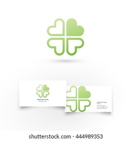 Modern icon design logo element with business card template. Best for identity and logotypes. Clovers.