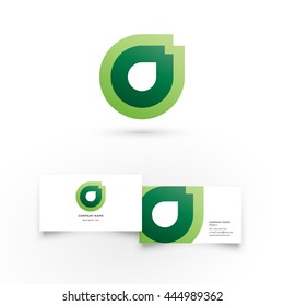 Modern icon design logo element with business card template. Best for identity and logotypes. Leaf.