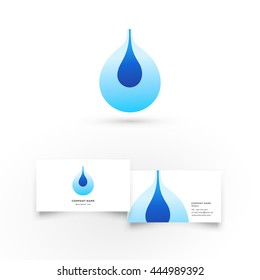 Modern icon design logo element with business card template. Best for identity and logotypes. Water drop.