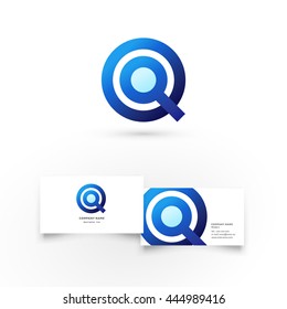 Modern icon design logo element with business card template. Best for identity and logotypes. Magnifying glass.
