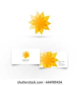 Modern icon design logo element with business card template. Best for identity and logotypes. Flower.