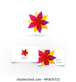 Modern icon design logo element with business card template. Best for identity and logotypes. Abstract flower.
