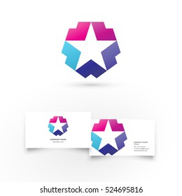 Modern icon design logo element with business card template. Best for identity and logotypes. Star.