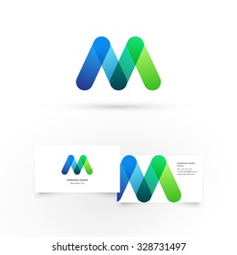 Modern icon design M letter shape element with business card template. Best for identity and logotypes.