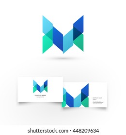 Modern icon design M letter shape element with business card template. Best for identity and logotypes. M letter.