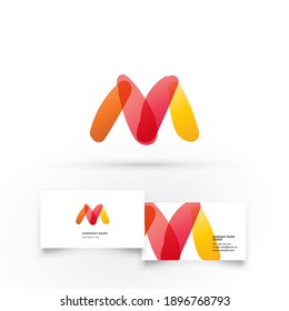 Diseño de iconos modernos elemento de forma M con plantilla de tarjeta de visita. Lo mejor para la identidad y los estereotipos.