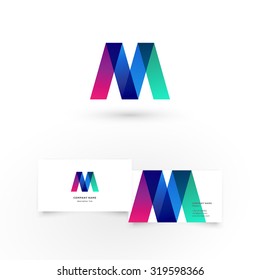 Modern icon design M shape element with business card template. Best for identity and logotypes.