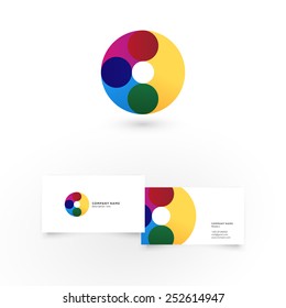 Modern icon design O letter shape element with business card template. Best for identity and logotypes.