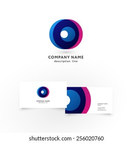 Modern icon design O letter shape element with business card template. Best for identity and logotypes.