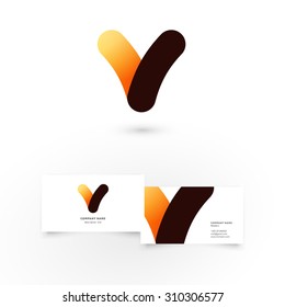 Modern icon design V letter shape element with business card template. Best for identity and logotypes.