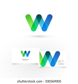 Modern icon design W letter shape element with business card template. Best for identity and logotypes.