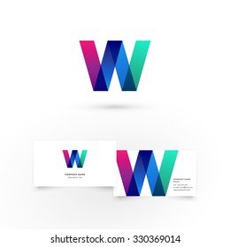 Modern icon design W letter shape element with business card template. Best for identity and logotypes.