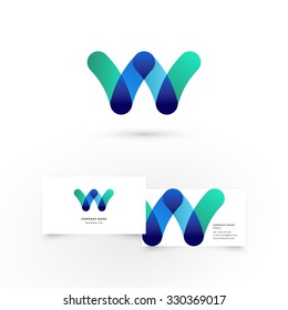 Modern icon design W letter shape element with business card template. Best for identity and logotypes.