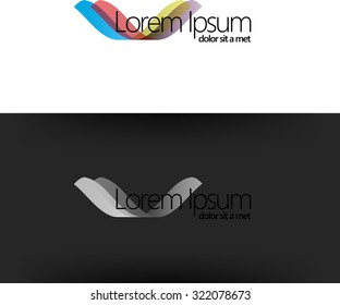 Modern icon design wings shape element with business card template. Best for identity and logotypes.