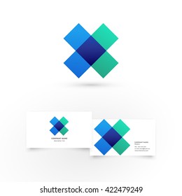 Modern icon design X letter shape element with business card template. Best for identity and logotypes.