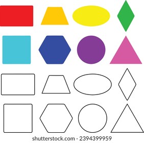 Modern icon with different colored figures. Geometric graphic elements. Vector illustration.
