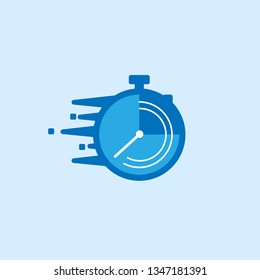 modern icon Fast time delivery,timely service, stopwatch in motion, deadline concept, vector flat illustration