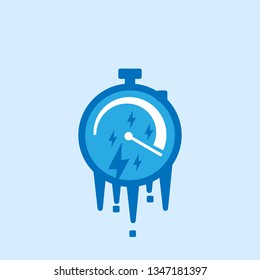 modern icon Fast time delivery,timely service, stopwatch in motion, deadline concept, vector flat illustration