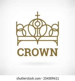 Modern icon flat line design element template crown. layered.