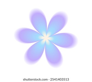 Modern icon flower in purple and blue gradient colors. Aura blur sticker 2000s, y2k design element isolated on a white background. Vector illustration