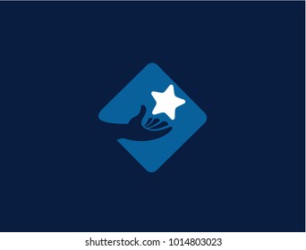 Modern icon hand with star