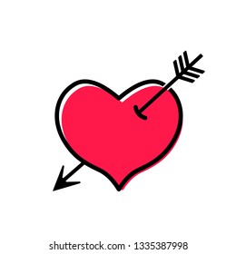 modern icon of a heart pierced by an arrow in a linear style. flat vector illustration isolated on white background