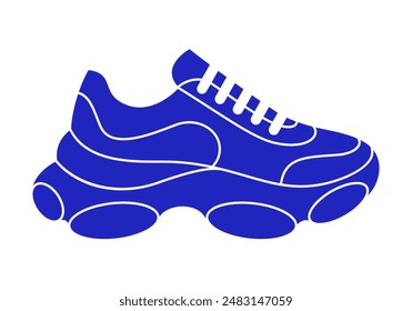Modern Icon of High Soled Sneaker. Flat Sport Style Footwear