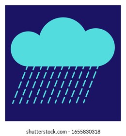 Modern icon illustration of cloud with rain on blue backdrop. Blue background. Vector icon. Graphic vector art. Simple element illustration. Social media web banner.