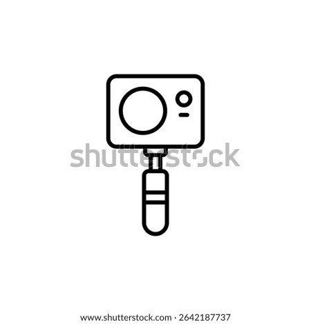 Modern Icon Illustration Featuring An Action Camera With Extension Pole