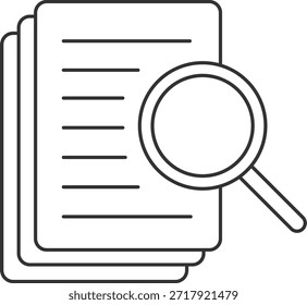 Ilustração moderna de ícone de pesquisa, estudo e análise de documentos isolada em um fundo branco