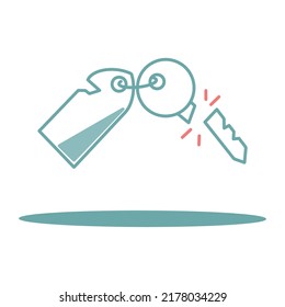 Modern Icon Illustration Vector Of Broken Key With Tag.