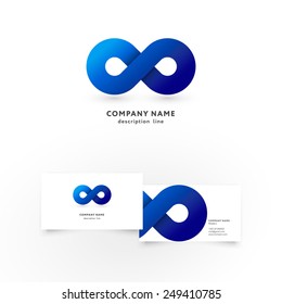 Modern icon infinity design element with business card template. Logo design abstract vector template. Best for identity and logotypes. 