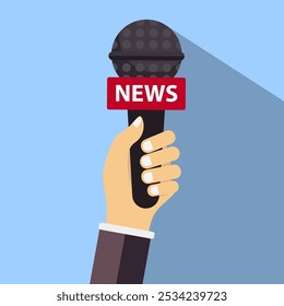 Modern icon with microphone in hand. Vintage vector set.