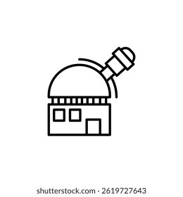 Modern icon of an observatory building with a telescope, astronomy concept