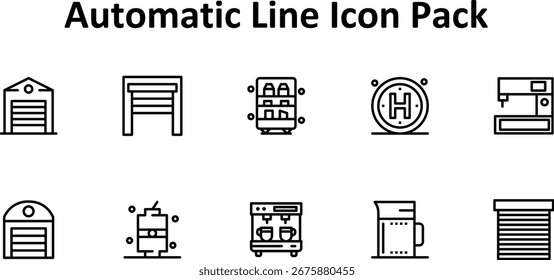 Moderno paquete de iconos de 10 iconos temáticos en torno a Automático, creado en formato de línea fina. Diseñado para interfaces y productos digitales.