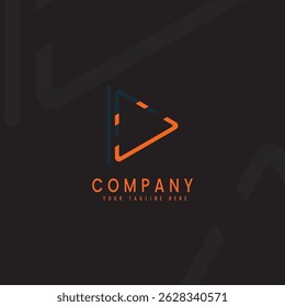 Modern icon Play Button Style Logo Design in Orange and Black  Abstract Business Symbol for your company