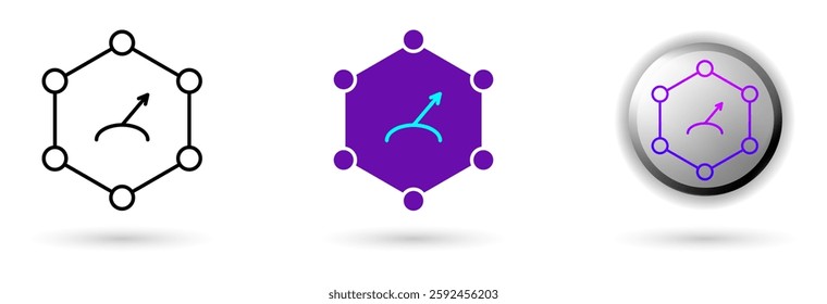 Modern icon of Quantum Measurement and technological innovation. Various styles such as outline, solid, and glossy effects, ideal for AI startups, science research, and quantum computing development.