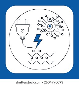 Modern icon representing energy, technology, and connectivity with a plug, circuit board, and power symbol.
