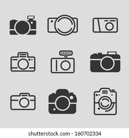 Modern Icon Set - collection of camera icons. Vector illustration.
