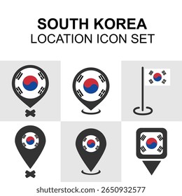 Ícone moderno com a bandeira da Coreia do Sul e estilos de design com conhecimento em tecnologia.