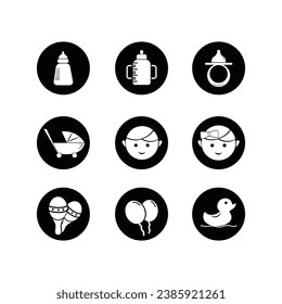 Modern icons about babies, baby equipment and toys, icons for business or posters. illustration icon