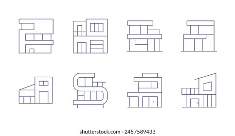 Modern icons. Editable stroke. Containing house, modernhouse, modern.