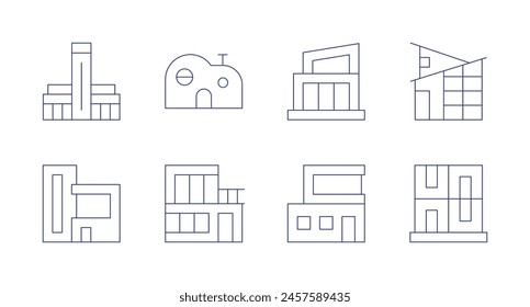 Modern icons. Editable stroke. Containing tatemodern, modern, house, modernhouse.