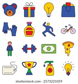 Modern Icons Flat Icon Set Isolated On White Background