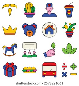 Modern Icons Flat Icon Set Isolated On White Background