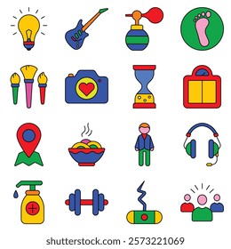 Modern Icons Flat Icon Set Isolated On White Background