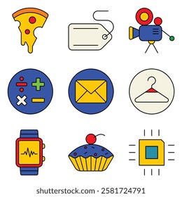 Modern Icons Flat Icon Set Isolated On White Background