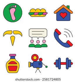 Modern Icons Flat Icon Set Isolated On White Background